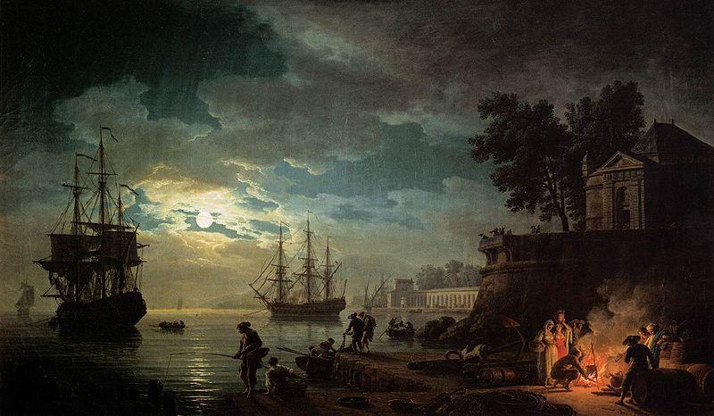 Claude-joseph Vernet Seaport by Moonlight oil painting image